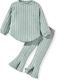 Aalizzwell Toddler Girl Flare Pants with Slit Outfit for 2T - 5T