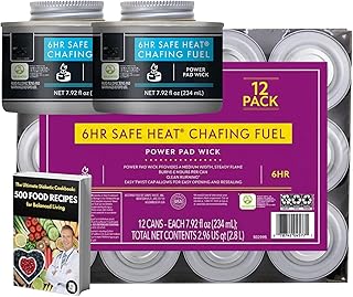 6-Hour Chafing Fuel Cans – 12-Pack Safe Heat Fuel, Long-Lasting Buffet Fuel for Chafing Dishes, Buffets, Catering & Events