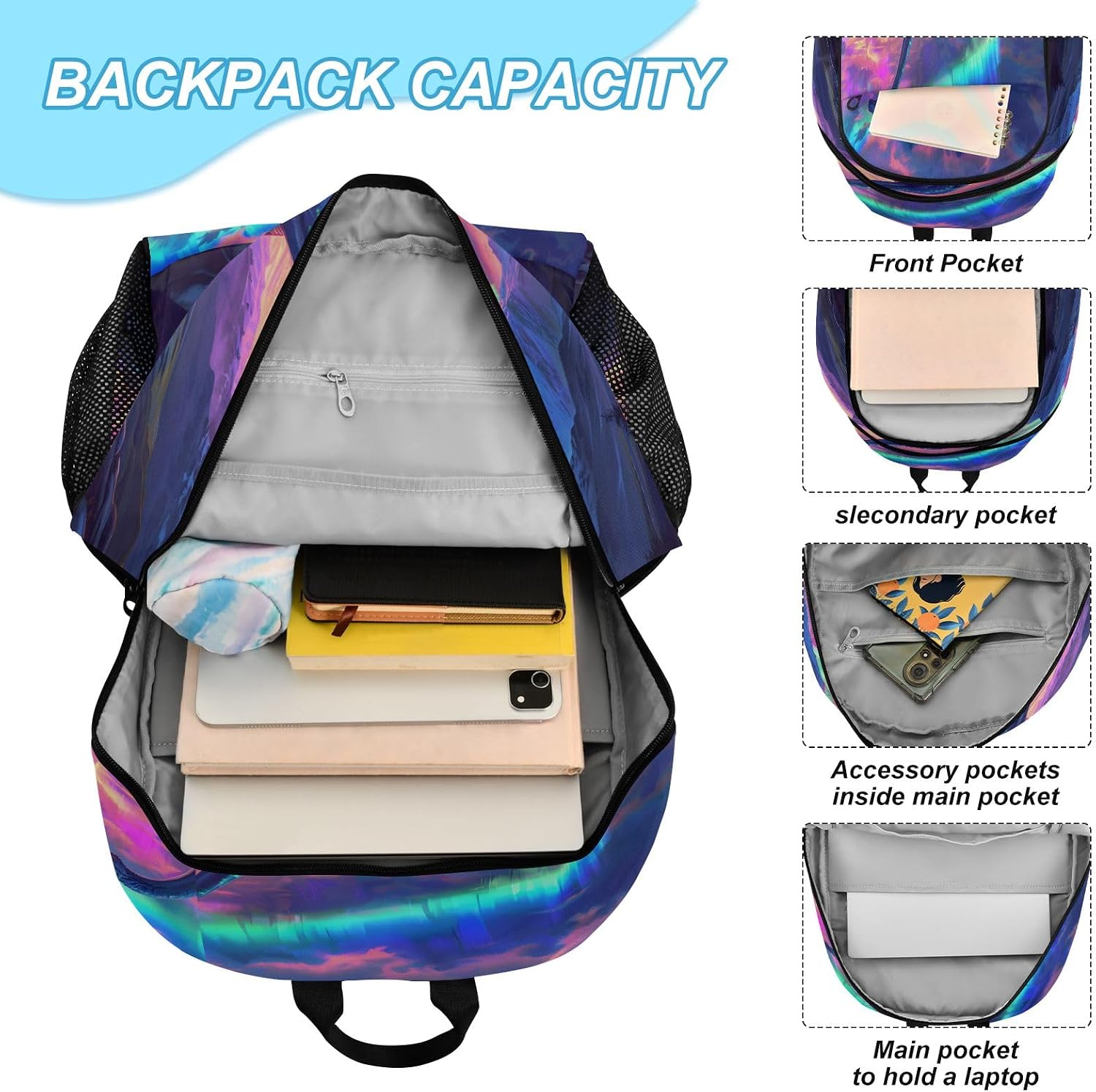 Huge Brachiosaurus Towering Northern Lights Backpack for Kids Lightweight Travel Schoolbags with Lunch Box Set image 4