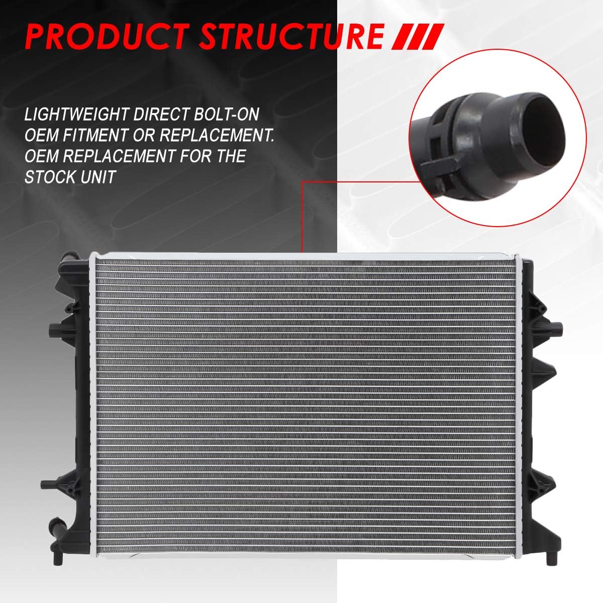 Auto Dynasty Radiator Compatible with 2013-2016 VW Jetta Passat 1.4L Hybrid 2.0L TDI AT, DPI 13273 Factory Style 1-Row Cooling Radiator, Aluminum Core