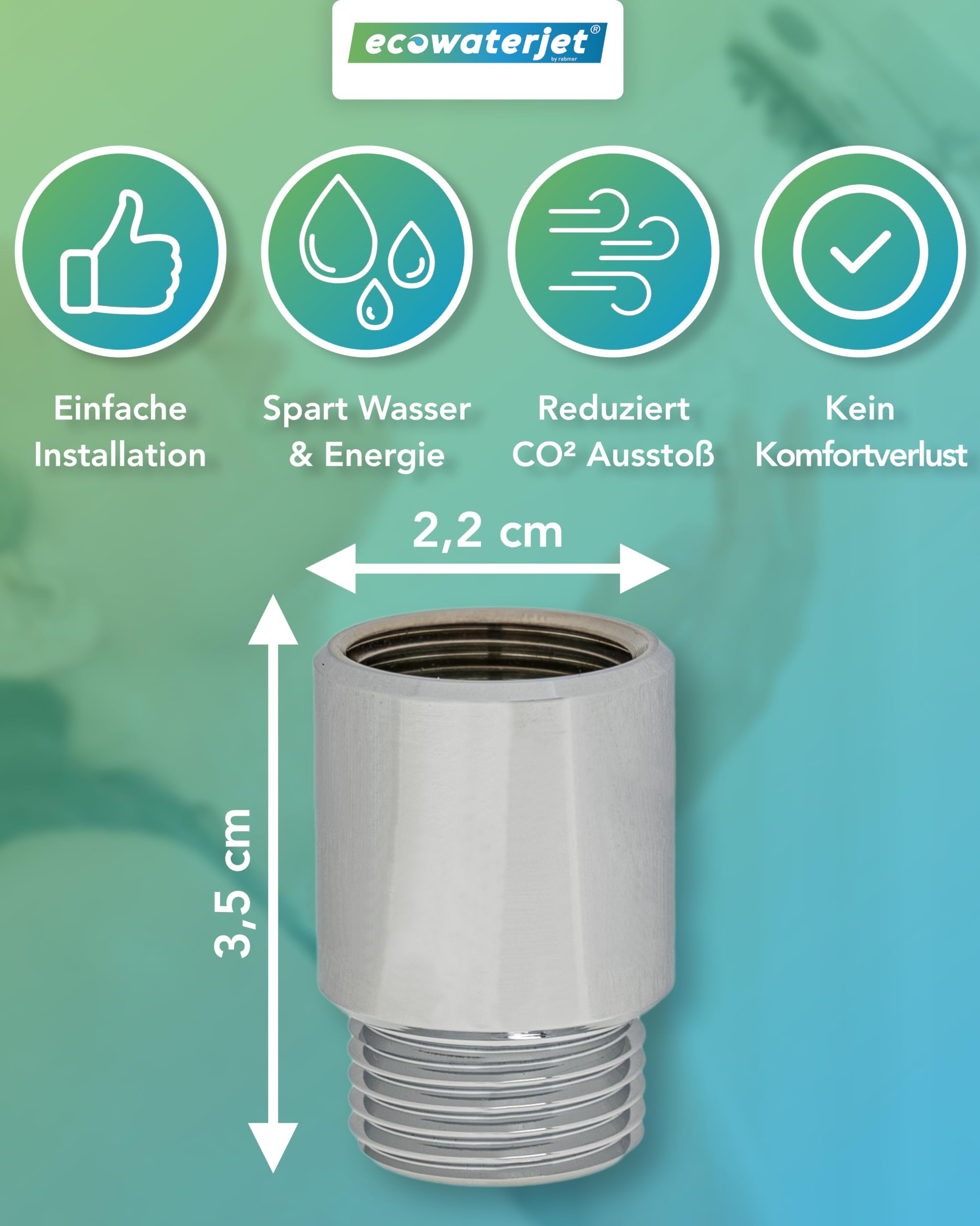 ecowaterjet oszczędzający wodę do prysznica – energooszczędny ogranicznik przepływu do głowicy prysznicowej oszczędzającej wodę – regulator strumienia wody – austriacka innowacja