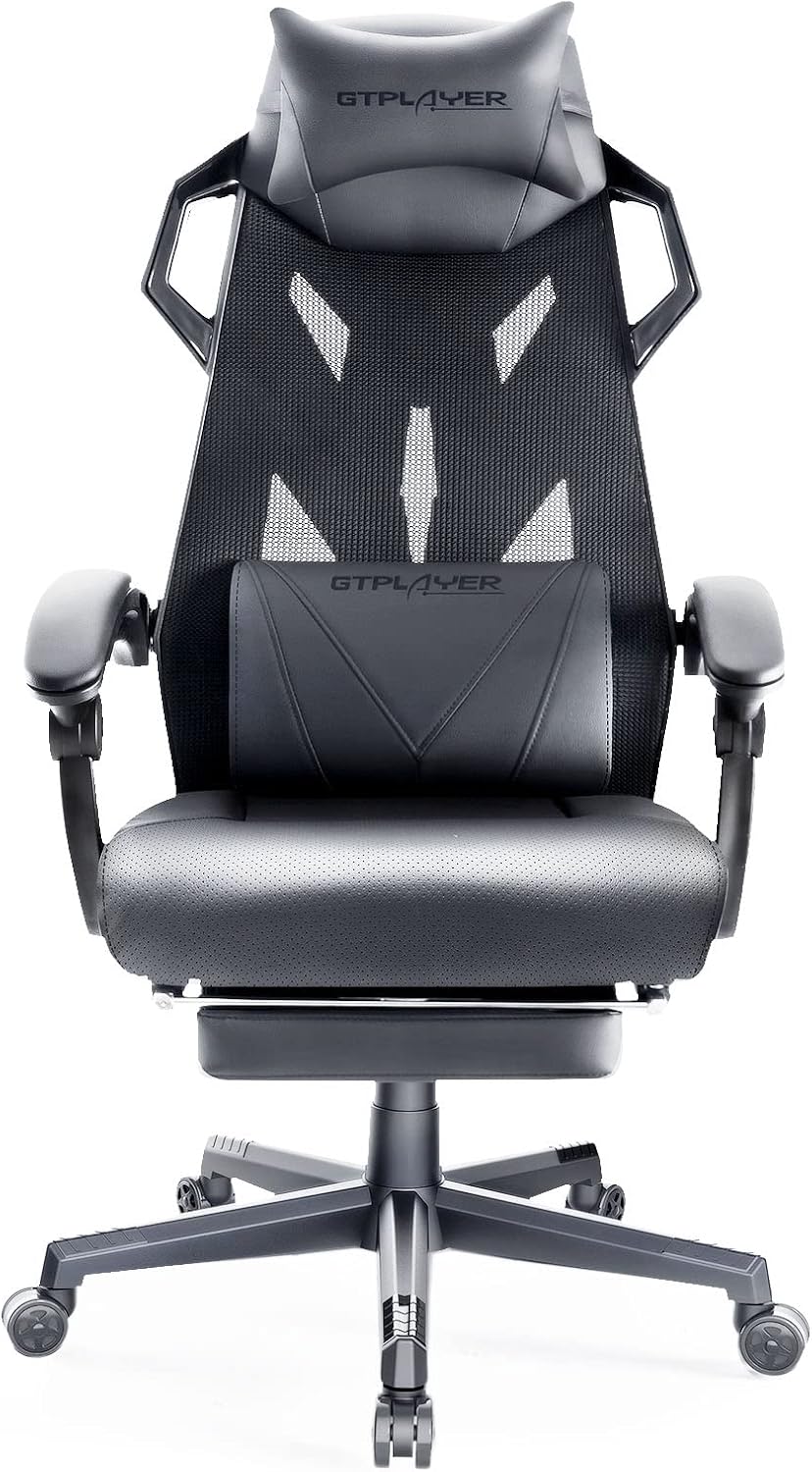 GTRACING Gaming Chair with Speakers Bluetooth Music Video Game Chair Audio Ergonomic Design Heavy Duty Office Computer Desk Chair GT890 Gray