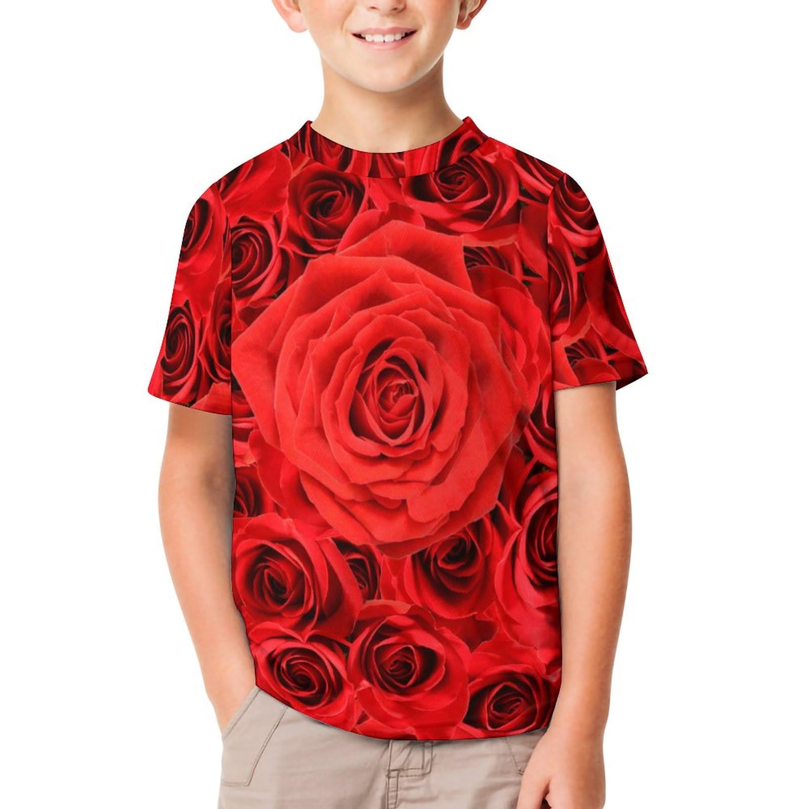 Amazon.co.jp: キッズ Tシャツ 赤いバラ 薔薇 花柄 子供服 半袖Tシャツ