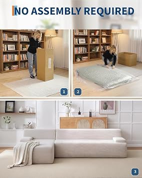Aptliton 270cm Modular L-Shaped Boneless Sectional Sofa Beige Corner Sofa