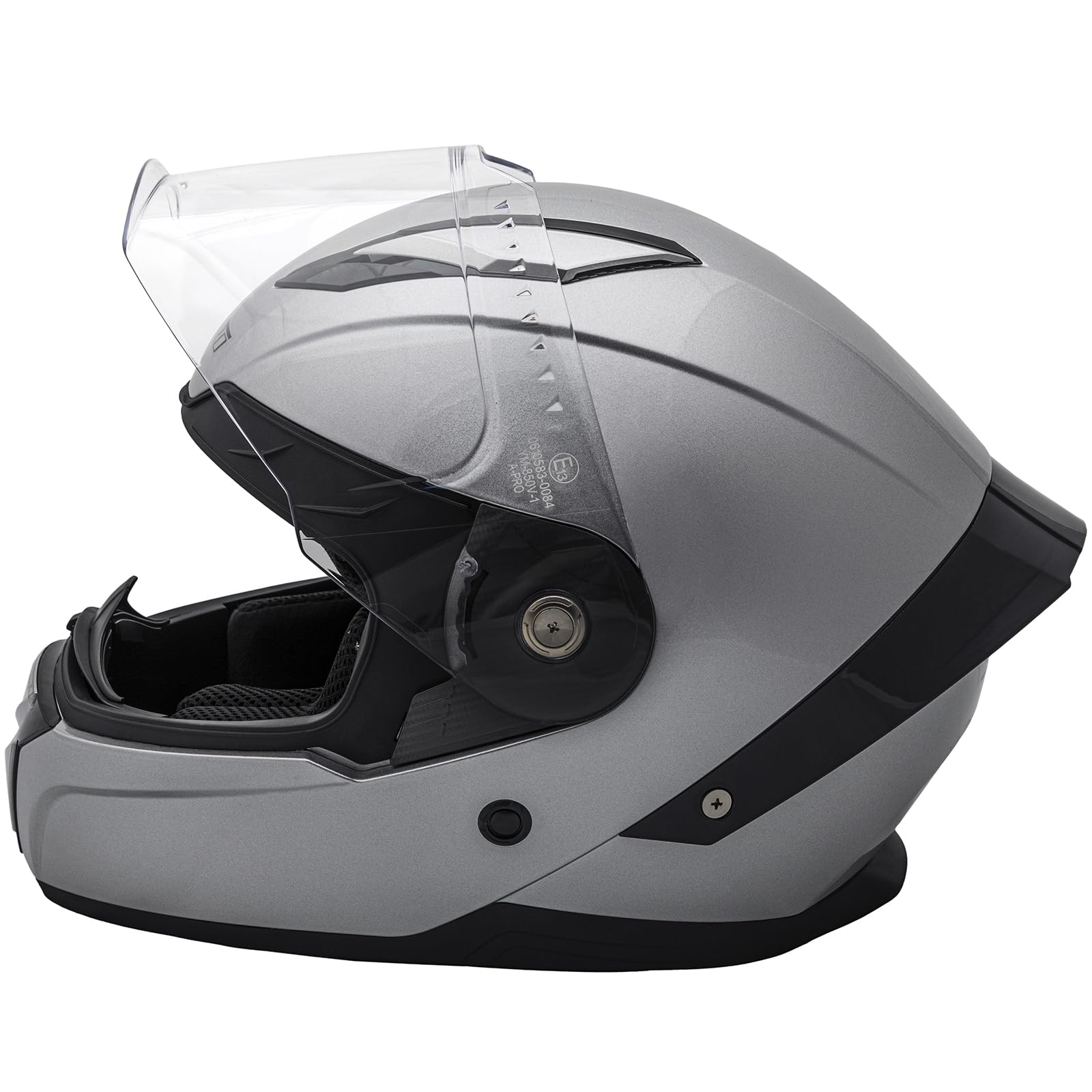 A-Pro Casco Integrale Moto Scooter Visierino Anti Graffio Touring Argento XS