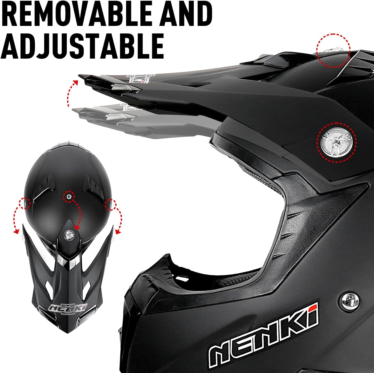 Dirt Bike Helmet Adult Fiberglass Motocross Helmet ATV MX UTV Four Wheeler Off Road Dirtbike Motorcycle Helmet for Men DOT Approved NK-316
