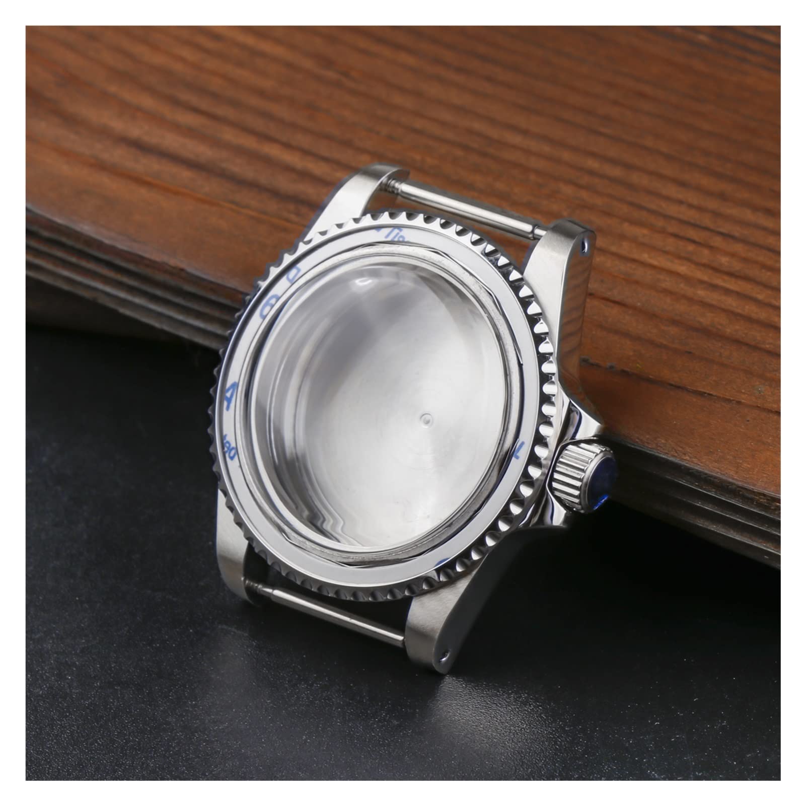 Caja para Movimiento NH35/36, Cristal acrílico abovedado, Bisel de Aluminio Negro, Brazalete de 120 eslabones, Accesorios para Reloj, Brazalete Resistente al Agua hasta 5 ATM.