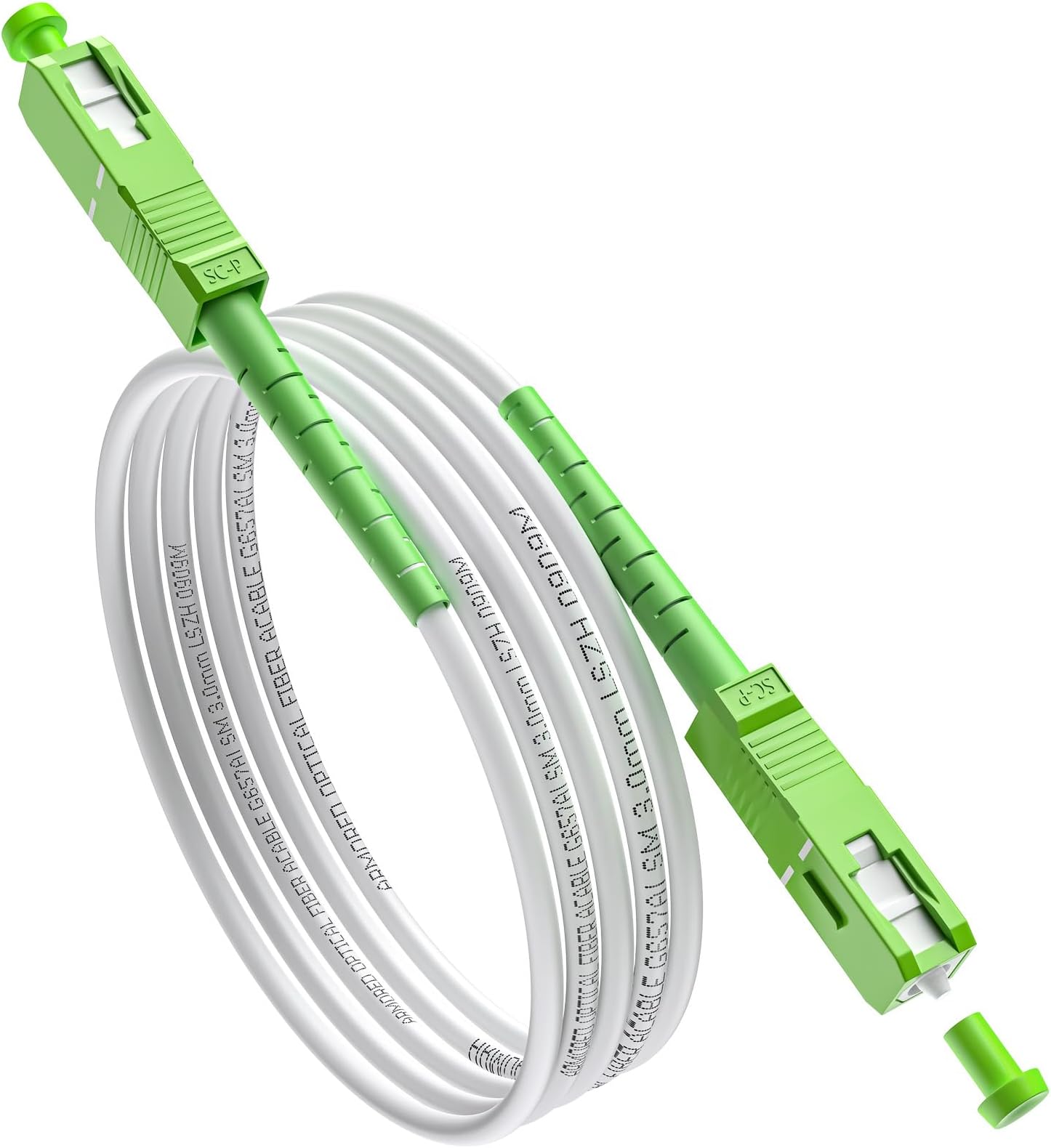 SC/APC Armored Fiber Optic Cables for AT&T Fiber Modem/Router, Outdoor Fiber Optic Patch Cords, OS2, LSZH, White 30M