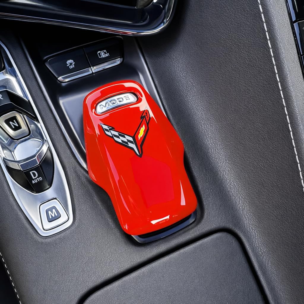 SR1 USA C8 Corvette Interior Drive Mode Selector Trim Cover Knob - Color Matched OEM-Style Upgrade - Fits 2020-2026 Corvette Stingray, Z51, Z06, E-Ray Coupe & Convertible (Torch Red)