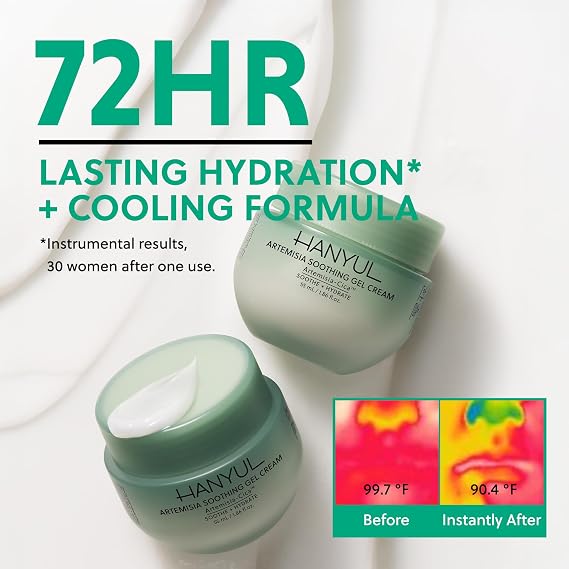 HANYUL Artemisia Soothing Gel Cream Moisturizer | Calming, Hydrating Korean Face Cream with Centella Asiatica & Niacinamide for Soothing Redness | Suitable for Sensitive Skin & AcneProne Skin | Vegan