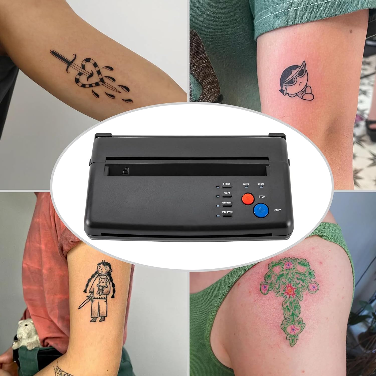 Tattoo Stencil Printer, Tattoo Transfer Stencil Printer Machine Thermal Copier Printer Tattoo Kit with Temperature Control for Tattoo Supplies