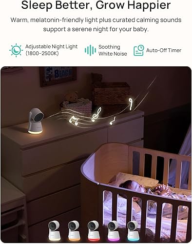 Miniatura 7 de Dr.Care LumiView Monitor inteligente WiFi para bebé con 2 cámaras, control de aplicación de cámara 2K y 1080P FHD de 5 pulgadas, modo de privacidad,