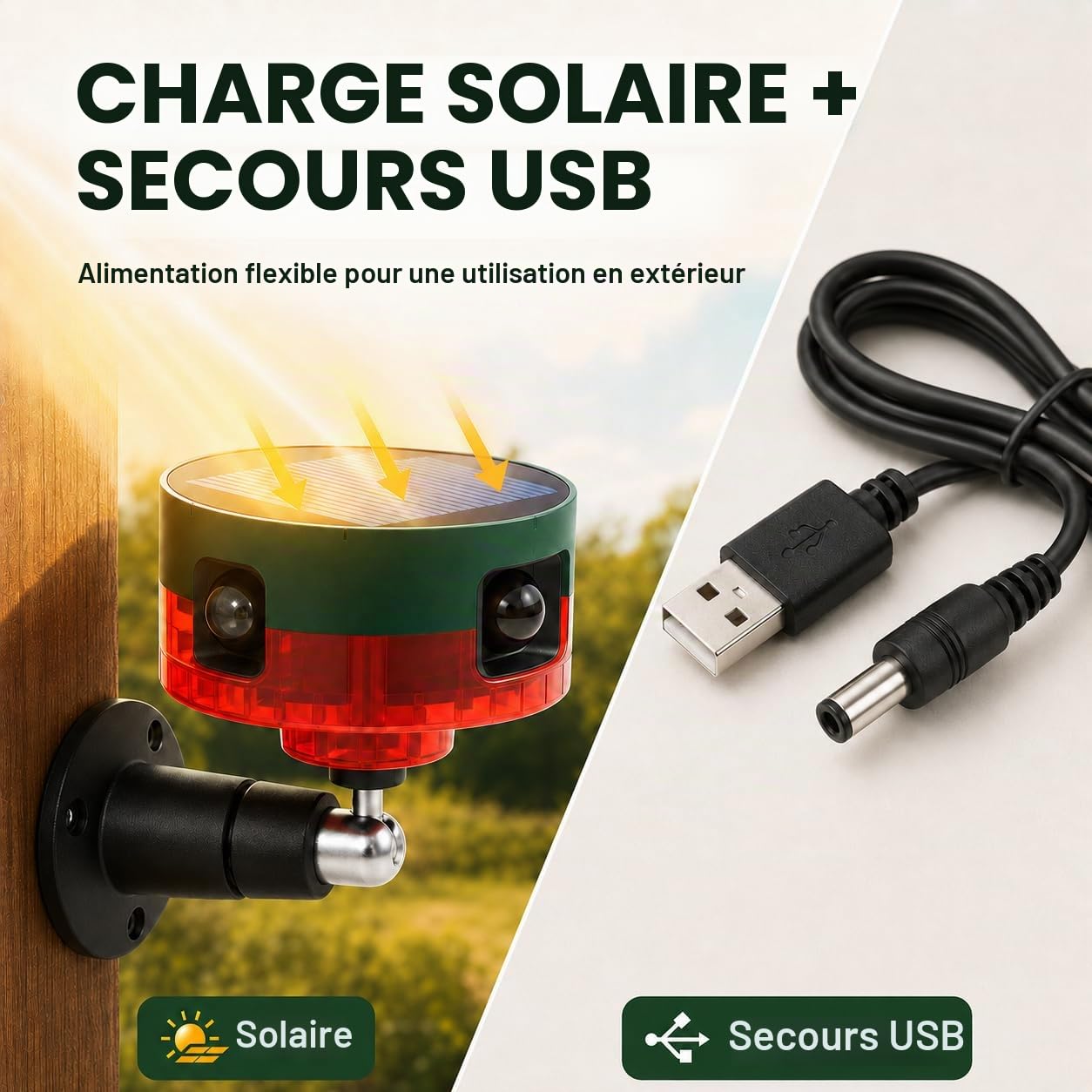 Alarme Solaire d'extérieur avec détecteur de Mouvement à 360° 129 DB Loud Siren, contrôle à Distance, Protection de Porche & Appareil de sécurité de Camping pour Les Zones extérieures