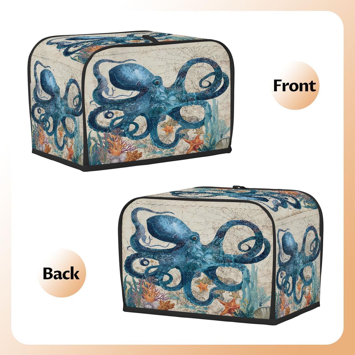 2 Slice Blue Octopus Toaster Cover Bread Maker Cover For Kitchen