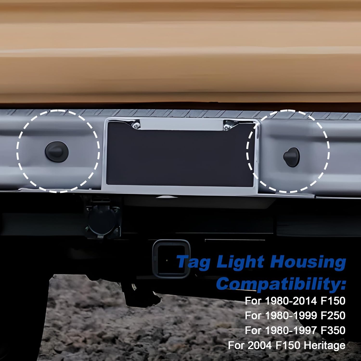OEM License Plate Lights Housing Compatible with 1980-2014 F150, 1999-2016 F250 F350 Super Duty, 1983-2011 Ranger, Rear Bumper Tag Lights Housing