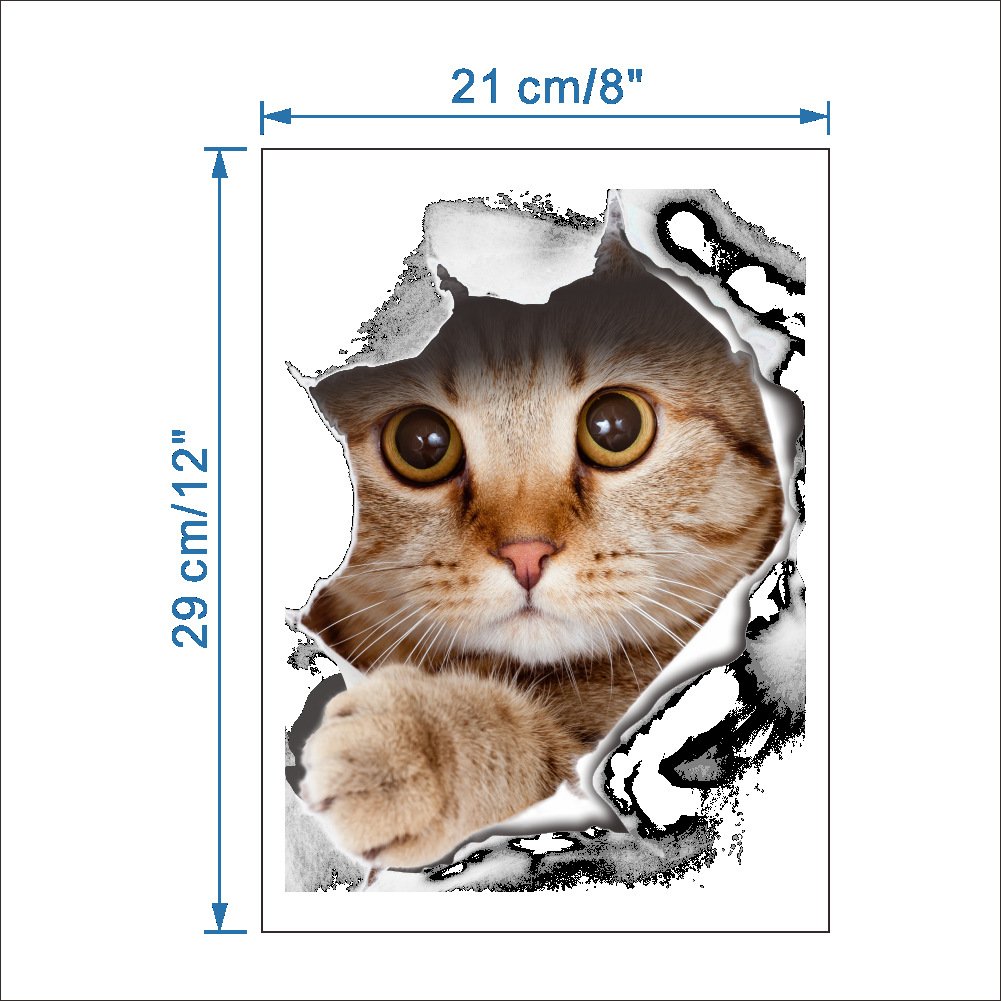Amazon｜Ladruph ウォールステッカー 3D かわいい猫 4匹の猫セット シ