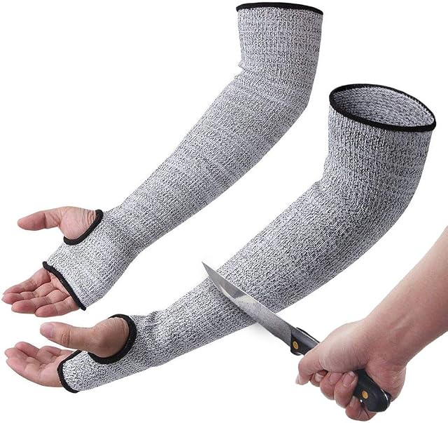 Cut Resistant Sleeves, Level 5 Protection Slash Resistant Protective Sleeves, Gardening Sleeves Protectors For Arms Elbows Skin Safety, 1 Pair, Large