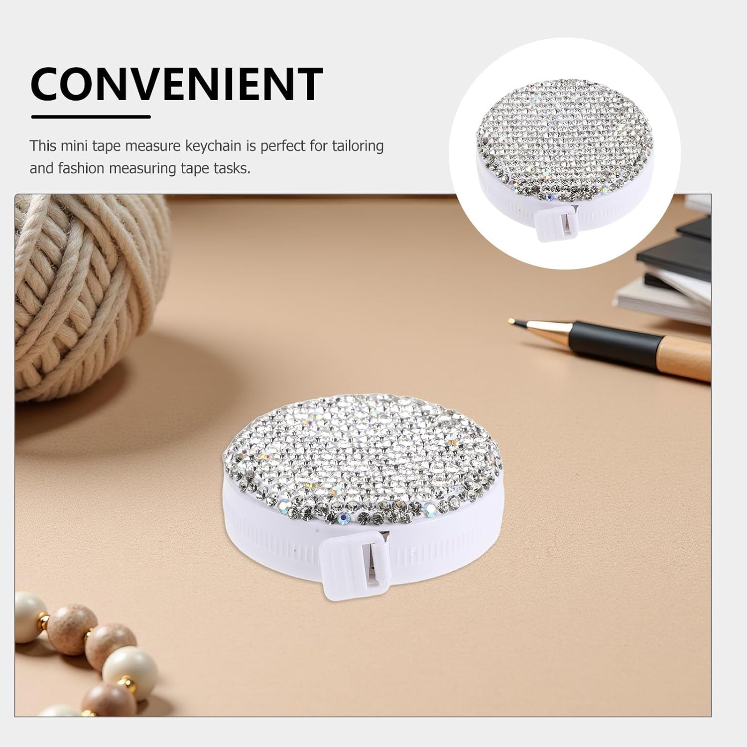 Portable Body Measuring Tape: Soft Mini Retractable Sewing Fabric Tape Measurer with Bling Rhinestone for Cloth Waist Body Fabric Sewing Tailor Cloth Knitting