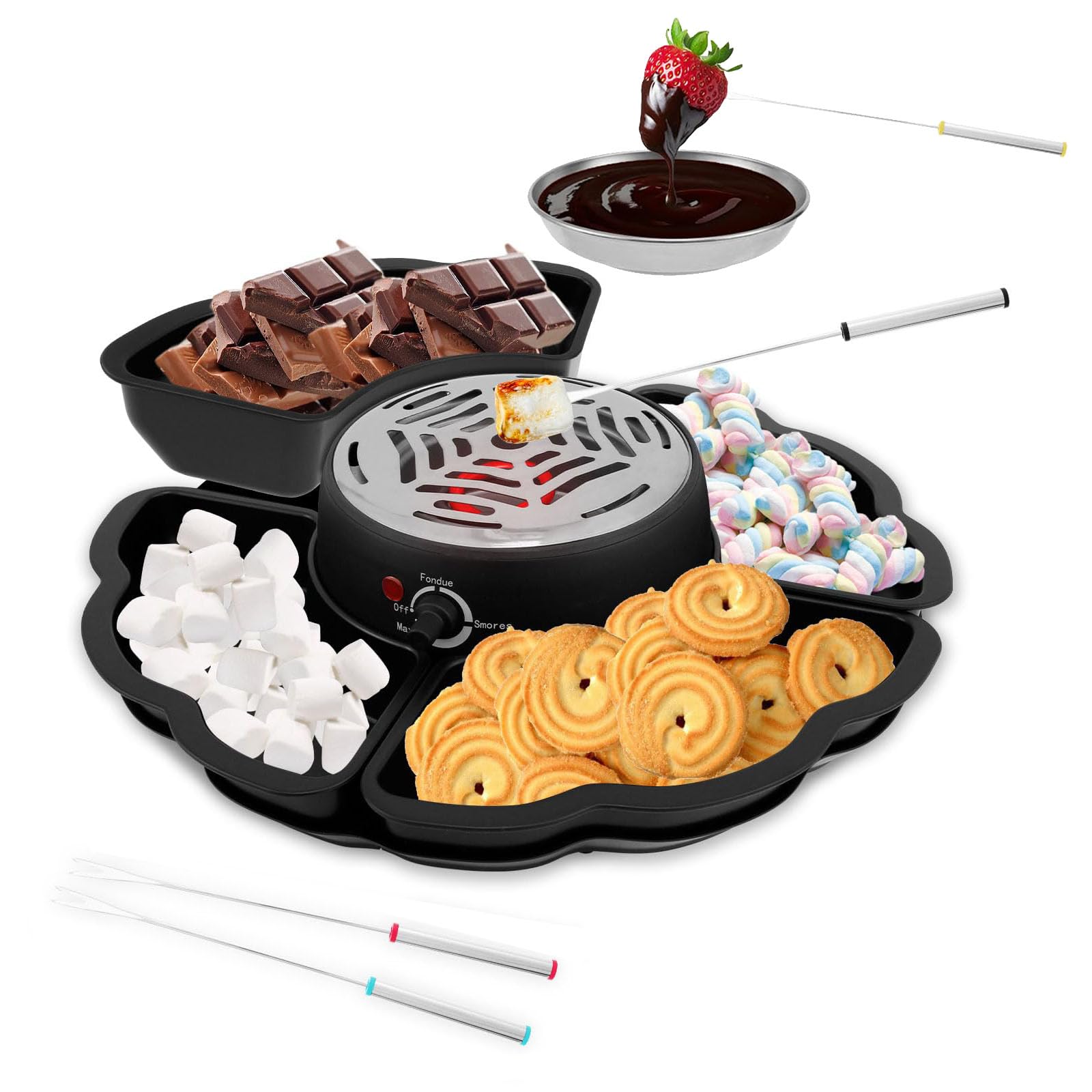Máquina Para Hacer Smores Eléctrica 2 en 1, Máquina Para Hacer Smores de Mesa Sin Llama Para Uso en Interiores, Kit Eléctrico Para Asar Malvaviscos Para el Hogar, Fiestas y Noches de Cine