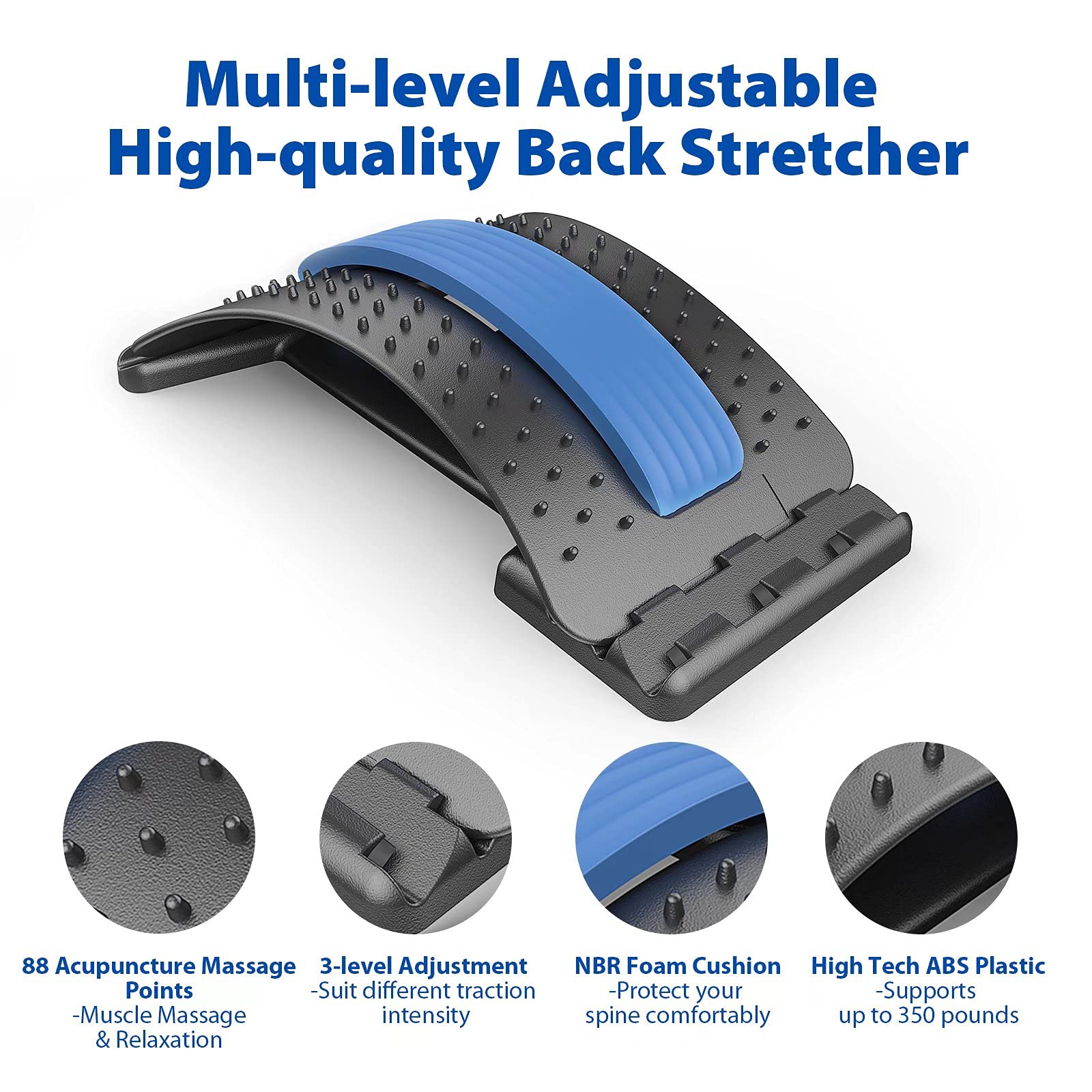Back Stretcher for Pain Relief, Spine Deck with 3 Adjustable Settings
