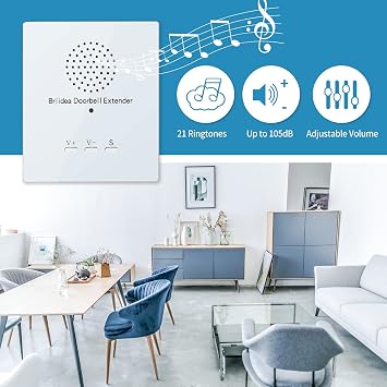 Briidea Doorbell Extender - Converts Wired Doorbell to Wireless, 21 Melodies, 500' Range, 105dB for Garage, Basement