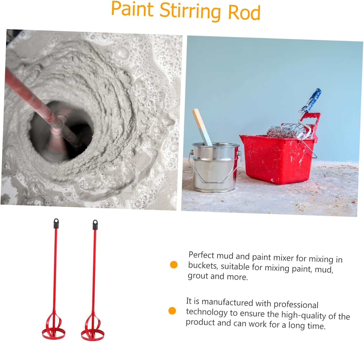 2pcs Paint Shaker Paint Tool Kit Coating Mixer Fitting Joint Compound Epoxy Mixer Heavy Duty Mud Mixer Drill Accessories Cement Mixing Paddle Concrete High-carbon Steel Suite