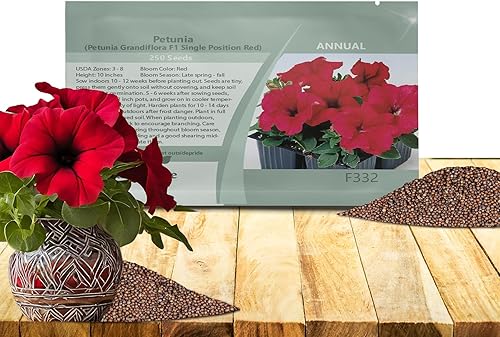 Outsidepride 250 semillas anuales Petunia Grandiflora Semillas de flores rojas para plantar