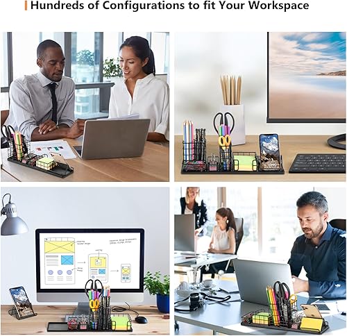 Vista 4 de Soporte para bolígrafo para escritorio, soporte giratorio para lápices, soporte para tazas para escritorio y oficina, organizador de bolígrafos