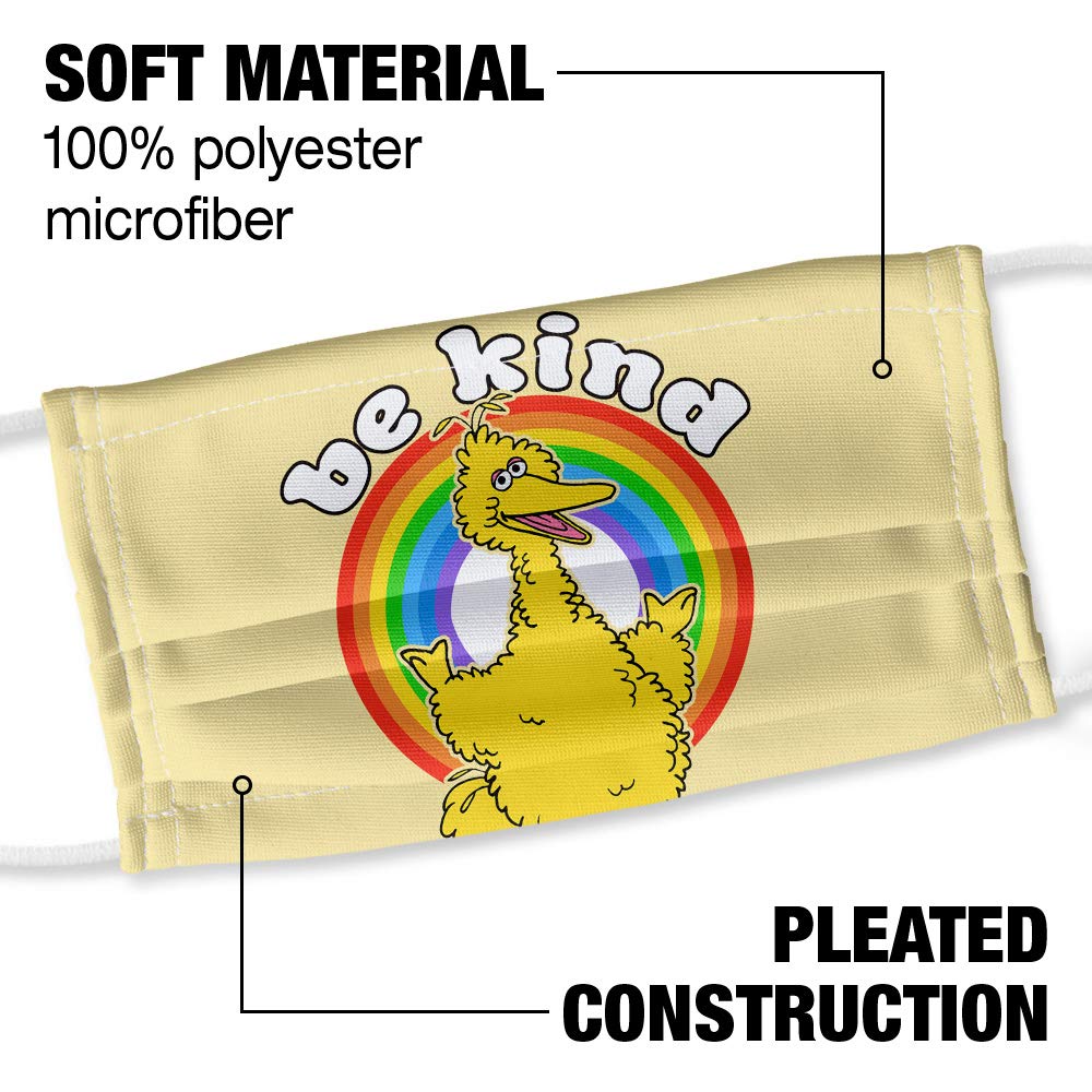 Popfunk Sesame Street Be Kind Face 1-Ply Reusable Face Mask Covering with Adjustable Nose Wire, Unisex