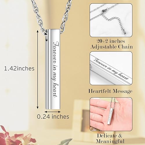 Miniatura 3 de abooxiu Collar de urna para cenizas humanas, joyería de cremación para cenizas, collar de cenizas de recuerdo de acero inoxidable, collar de urna