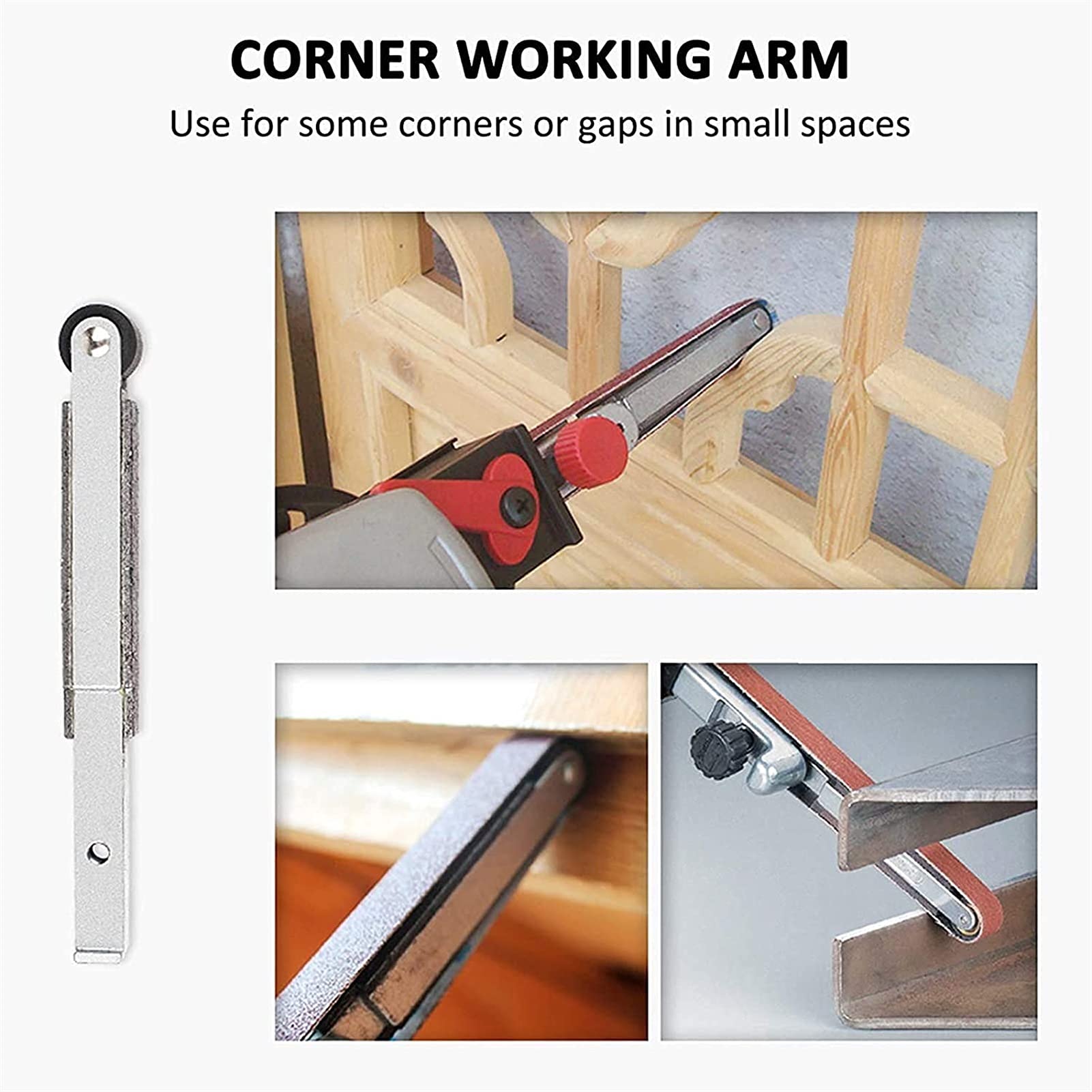Adaptador De Lijadora De Banda, Mini Accesorios Para Herramientas De Lijado De Carpintería, Instalación Ajustada Para Husillo De 10 Mm Para Madera, Tubos De Metal, Huecos Y Esquinas, Lijadoras De Ban