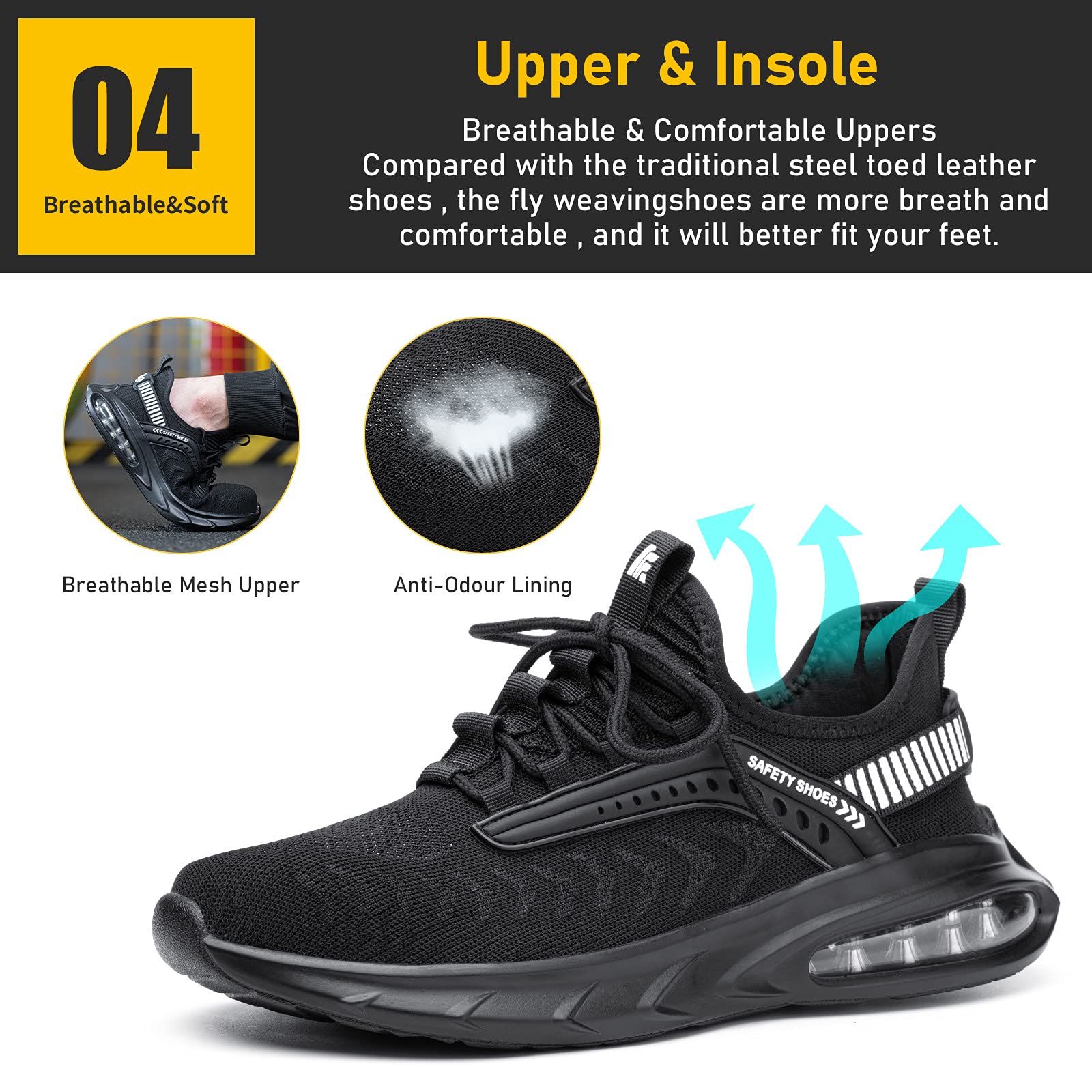 Snapklik.com : Steel Toe Shoes For Men Work Women Lightweight Air ...