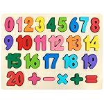 Number Puzzle Wooden Puzzles for Toddlers 3 4 5 Year Old, Shape Learning Puzzles Toys with Puzzle Board & Number Blocks, Preschool Educational for Girls Boys