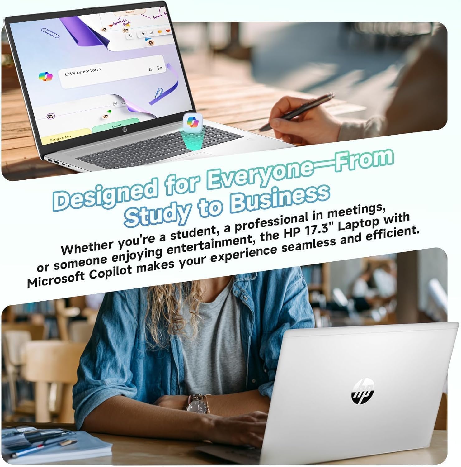 HP 17 Inch Laptop 2026 Edition, Intel 13th i3 CPU (8 Cores), 8GB RAM, 256GB SSD, 17.3" HD+ IPS, USB-C, Wi-Fi 6, Windows 11, Long Battery, Large Screen for Home, Office & Study