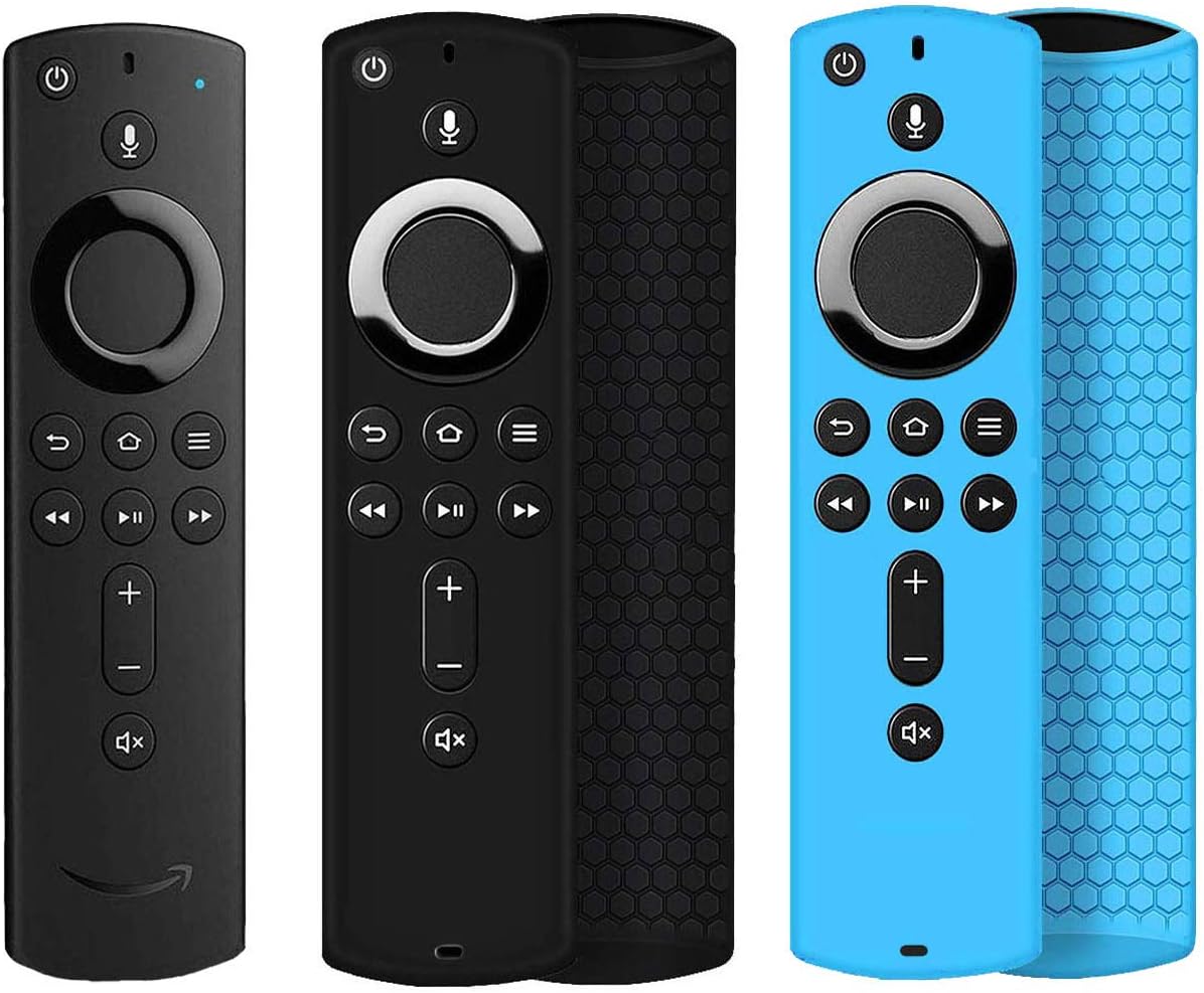 Auswaur 2 Pack Cover for FireTV Stick 2020 / FireTV Stick 4K Remote - Silicone Case for FireStick (2nd Gen), FireTV (3rd Gen) Remote Control Protective Silicone Cover Case Skin - Black Blue