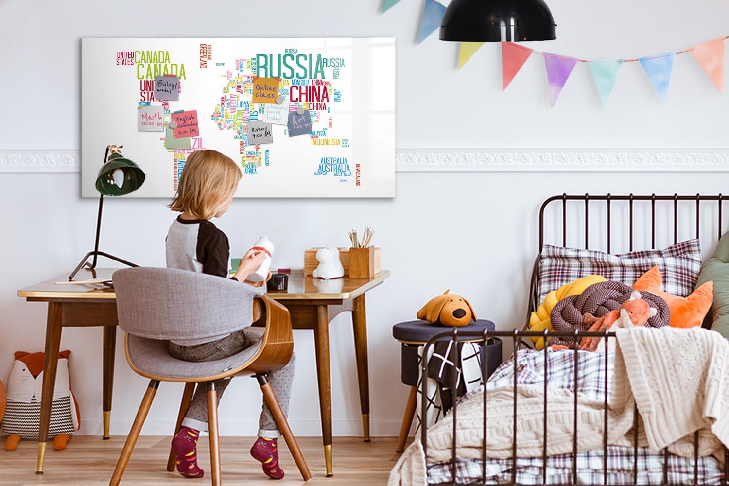 Lavagna cancellabile magnetica 120x60 cm | Mappa con i nomi dei paesi