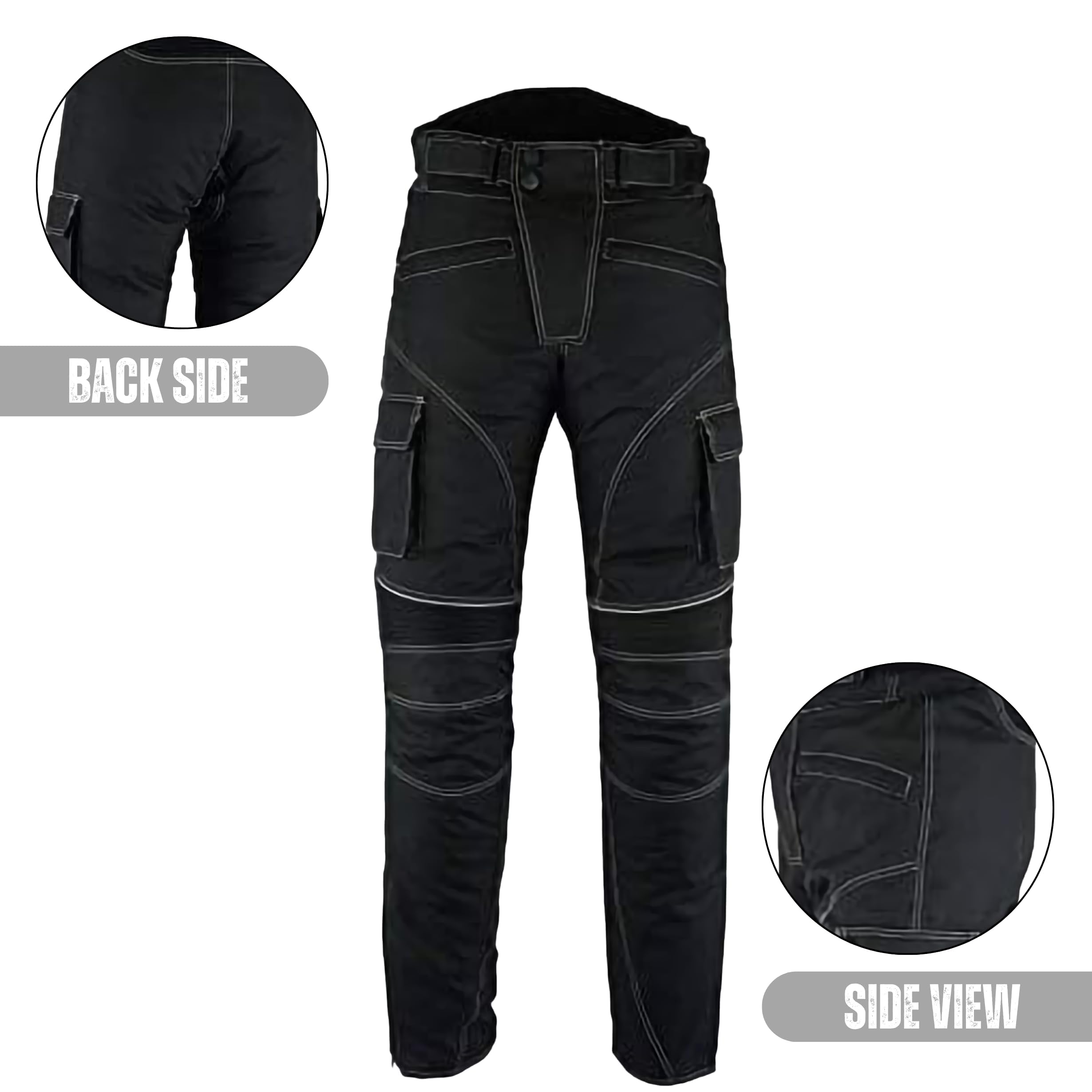 Sterling Sports®Men Textile Waterproof Motorbike Motorcycle Thermal Armoured Trousers Cargo Pant Black Cameo Grey Green — view 2