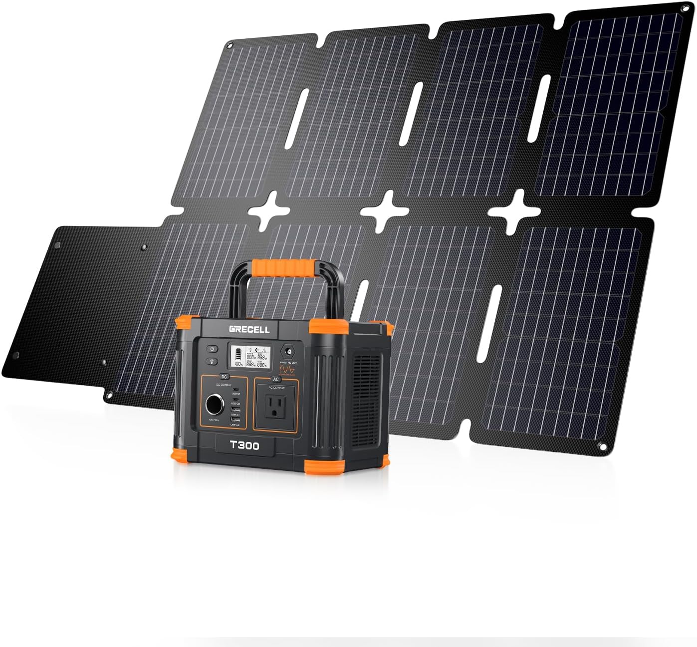 Portable Power Station 300W (Peak 600W) with 80W Foldable Solar Panel, 288Wh Solar Generator with Portable Solar Charger, 110V Pure Sine Wave AC Outlet Backup Lithium Battery