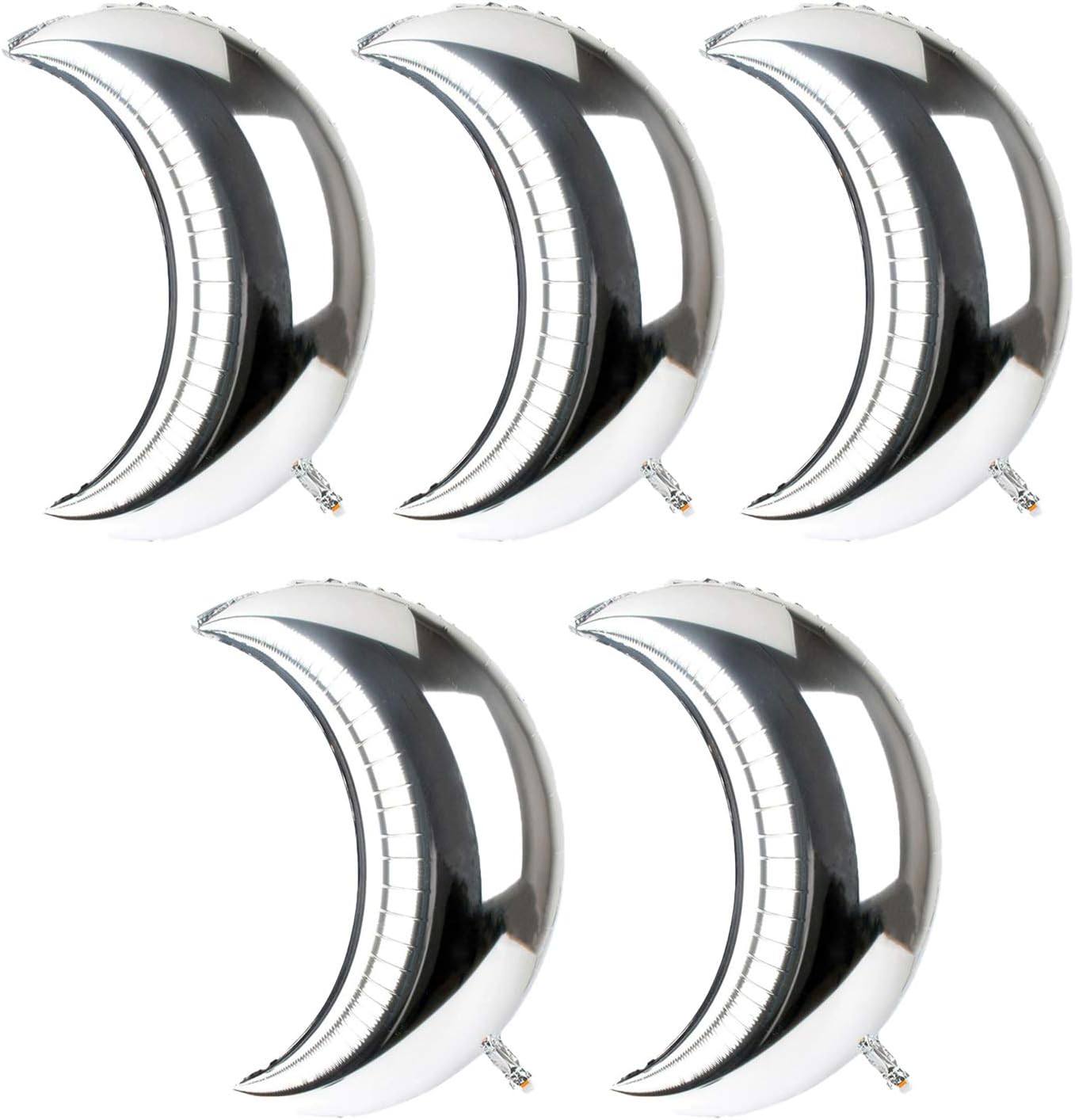 36" Large Moon Balloons Foil Balloons Mylar Balloons for Party Decoration, Pack of 5 (Silver)