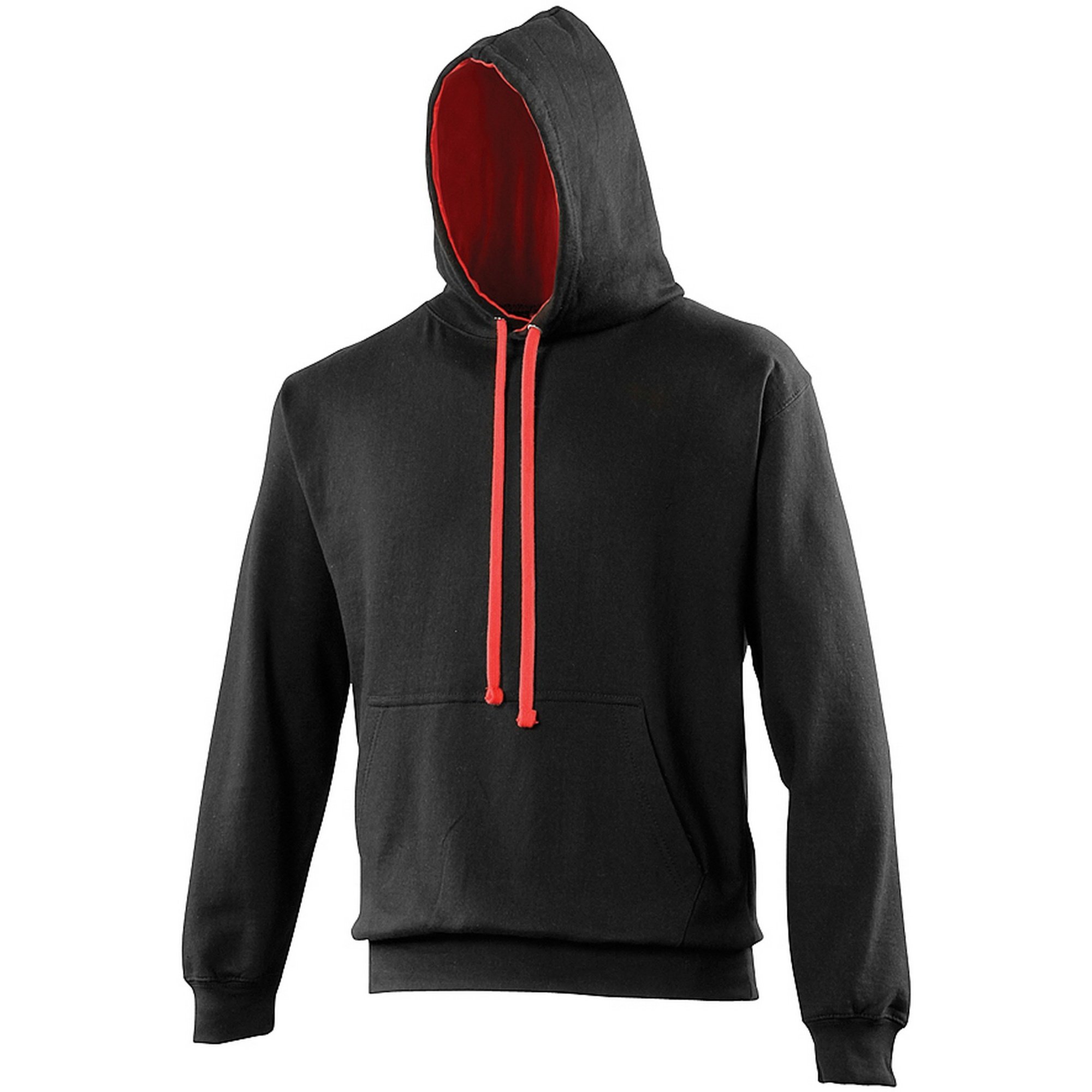 AWDis Men's Varsity Hoodie, Multicoloured (Jet Black/Fire Red), Small