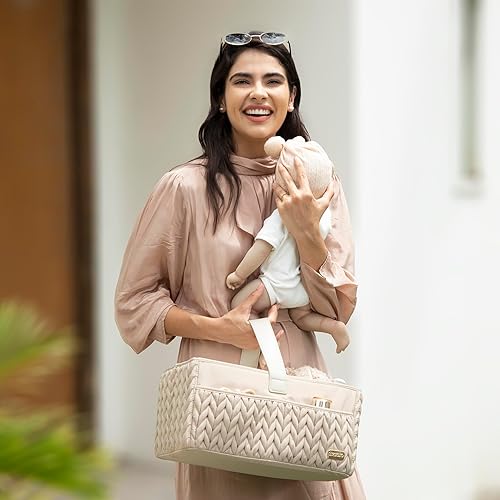 Miniatura 5 de Lujoso organizador de pañales para bebé, cesta de almacenamiento para recién nacidos, cesta de viaje para pañales y toallitas para bebés,