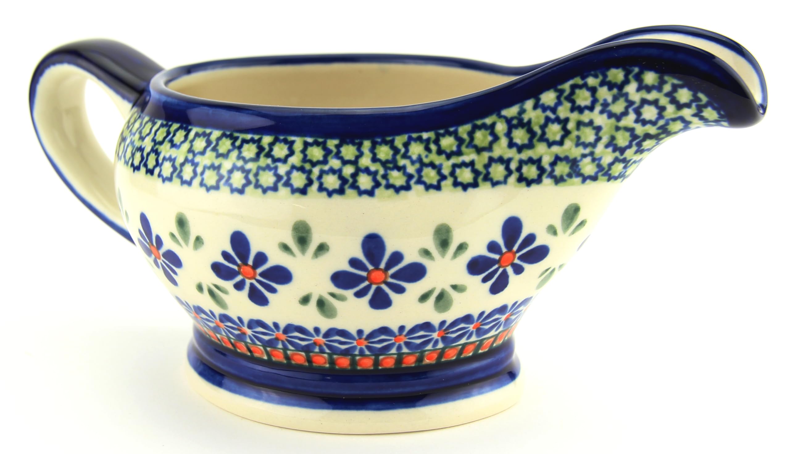 Polish Pottery Gravy Boat 16 Oz. From Zaklady Ceramiczne Boleslawiec #1258-du60 Unikat Pattern, Capacity 16 Oz.
