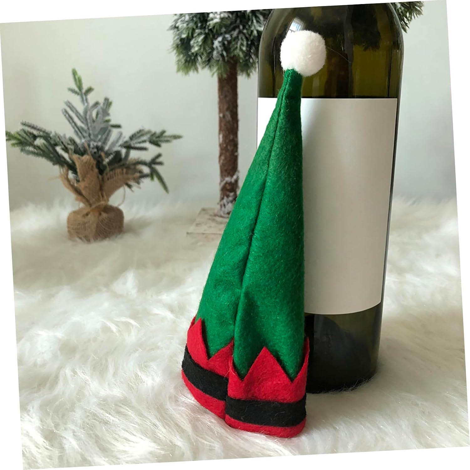 6pcs Festive Flatware Bags Green Non-woven Elf Hat Tableware Pouches image 5