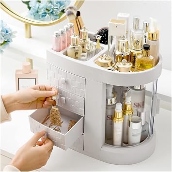 WIGSELBL Cosmetic Display Cases with 4 Drawers for Lipsticks,Jewelry,Nail Care,Skincare Storage Box Makeup Organizer for Vanity,Desk Organizer for Bathroom,Dresser Countertop Color White