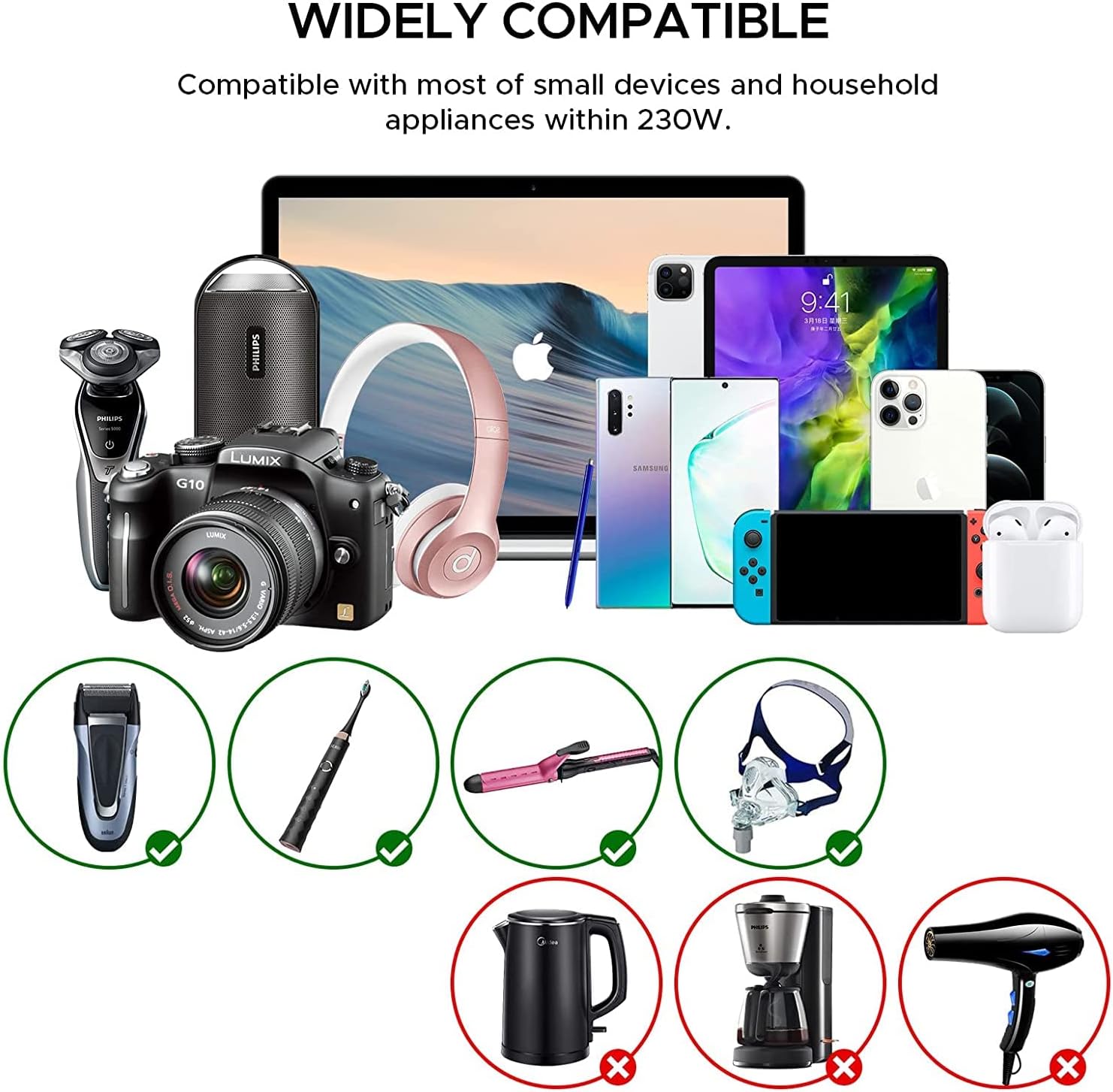 Power Converter Key Power Voltage Converter Step Down 220V to 110V, International Travel Adapter