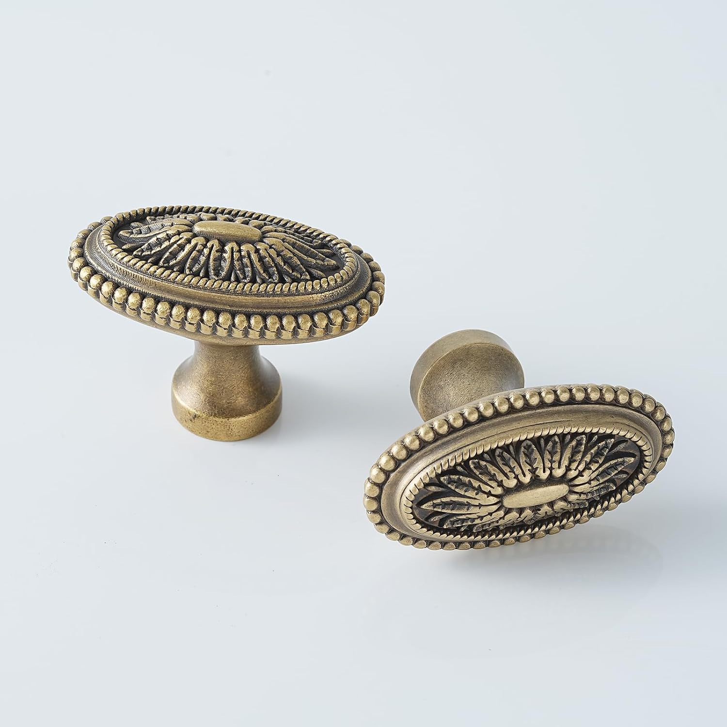 20 Pack | Cabinet Knobs | Solid Brass | 1-3/4 Inch Diameter | Brushed Antique Brass |Classic Cabinet Knobs for Furniture Kitchen ＆ Bathroon Fixture
