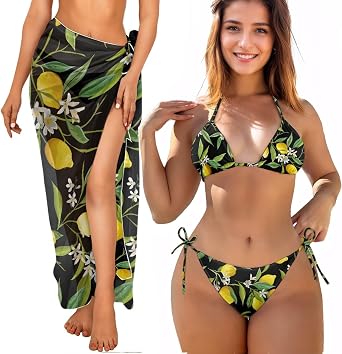 Sexy 3 Piece Bathing Suit Sets for Women Swimsuit with Matching Cover Up