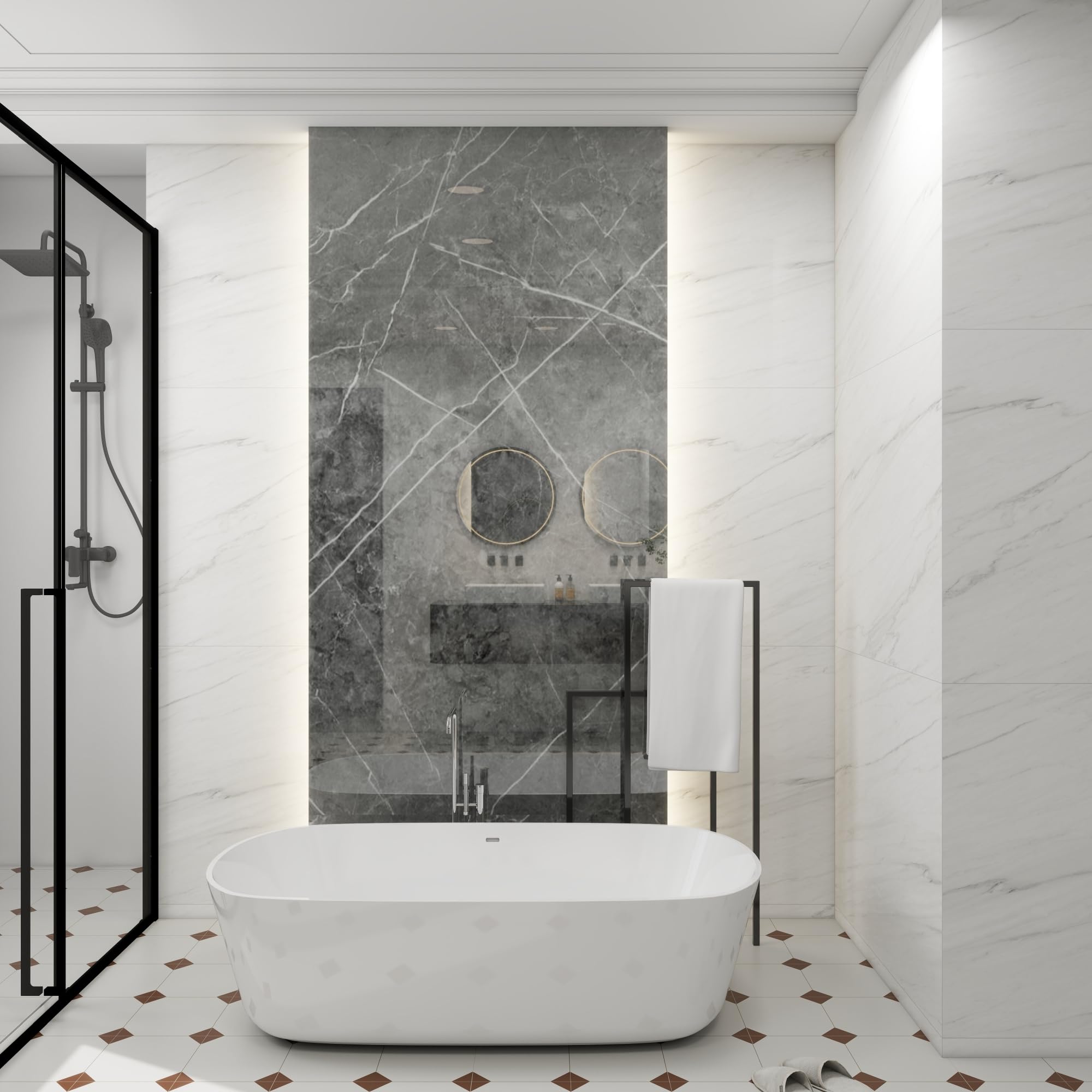 [neu.haus] Set di 16 Pannelli Decorativi in PVC per Parete Rivestimento Murale per Interni Bagno Cucina Soggiorno Pannelli 60x120 cm Resistenti all'Umidità e Raggi UV Effetto Pietra - Grey Diamond