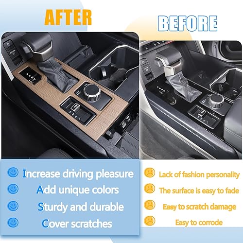 Miniatura 9 de LLKUANG Marco de protección para panel de palanca de cambios de consola central compatible con ToyotTundra Sequoia 2022 2023, accesorios de cubierta