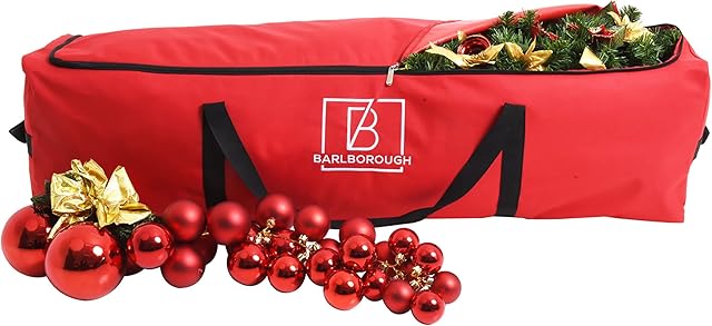 Barlborough Christmas Tree Storage Bag | Protection For Artificial Xmas Trees & Christmas Decorations | Strong Quality Waterproof Lockable Large Holdall Bags (Large Red)
